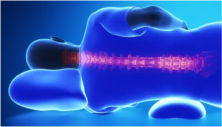 a drawing of how the CloudAlign lines up your spine when sleeping on your side